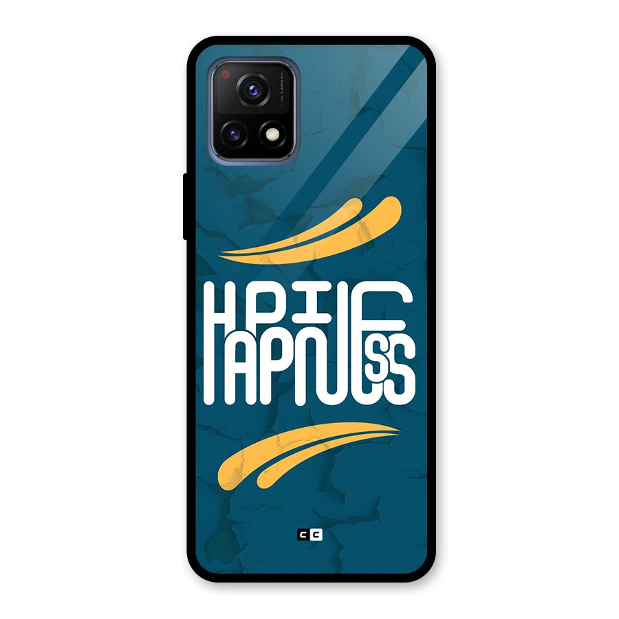 Happpiness Typography Glass Back Case for Vivo Y72 5G