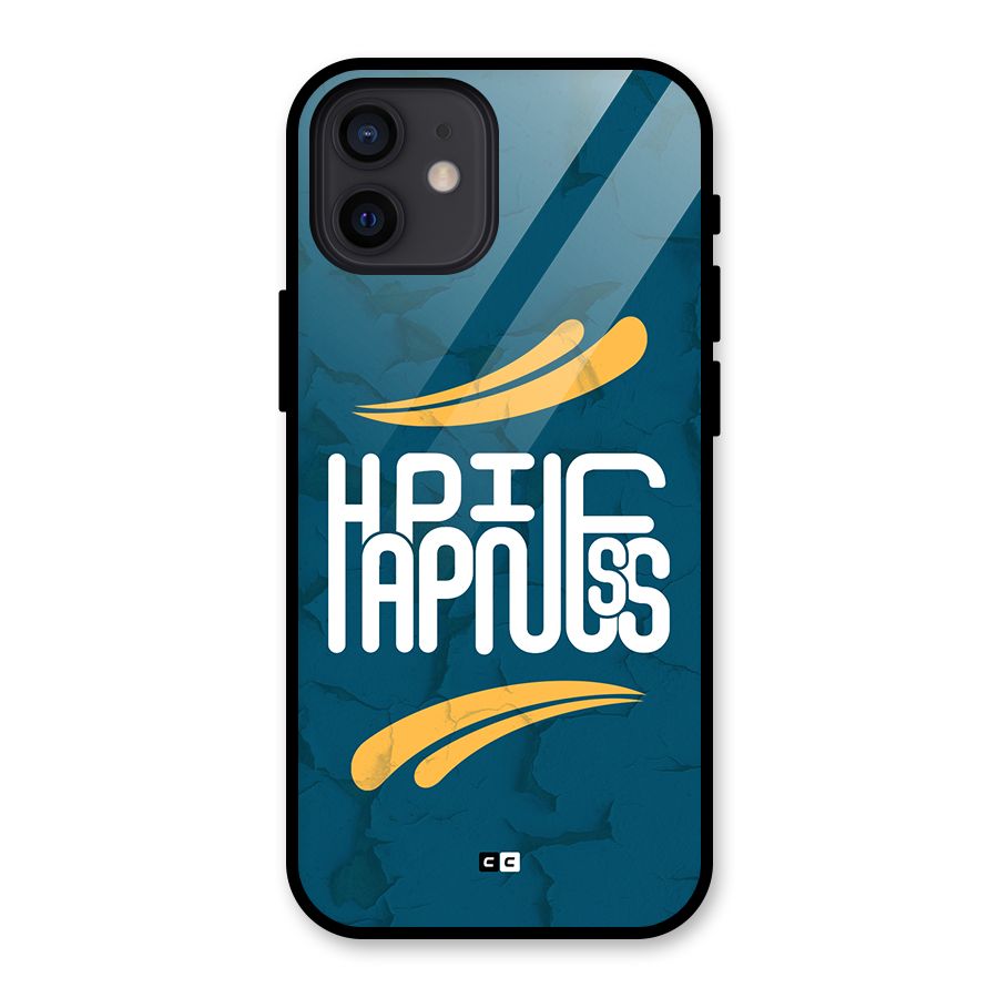 Happpiness Typography Glass Back Case for iPhone 12