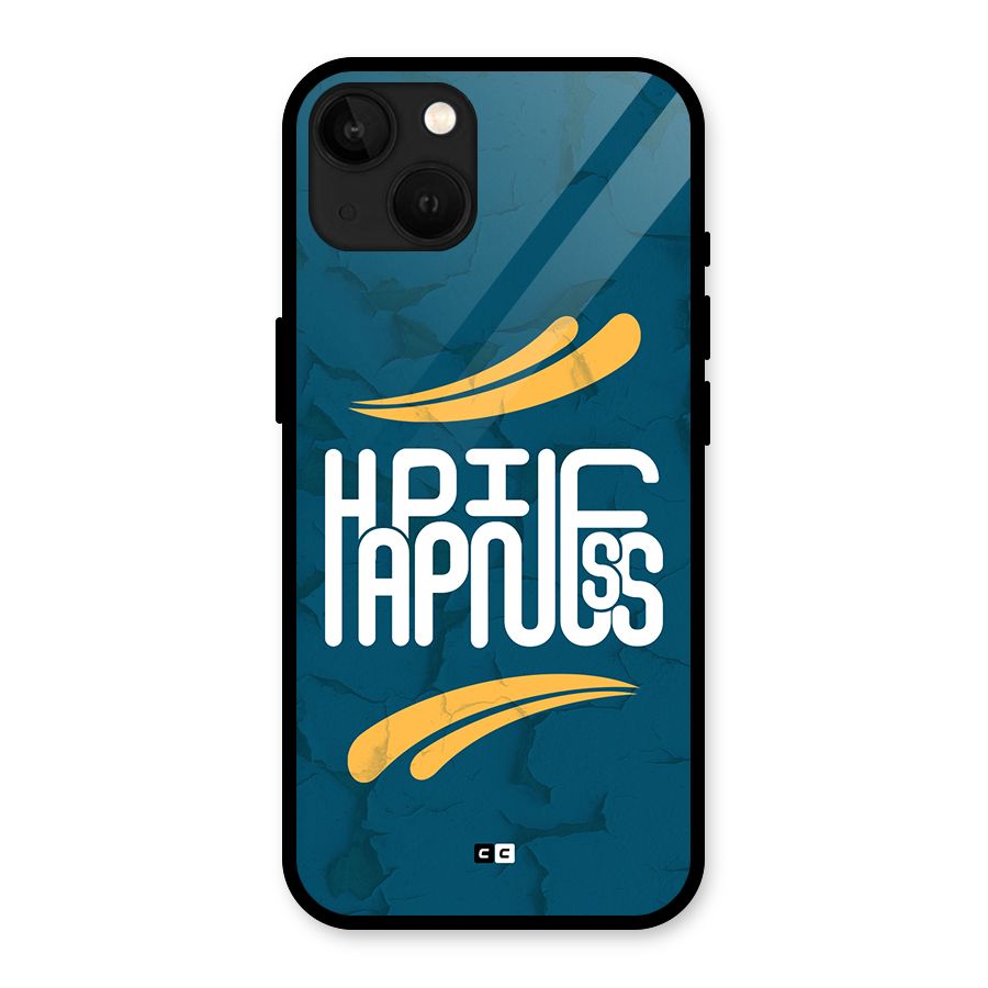Happpiness Typography Glass Back Case for iPhone 13