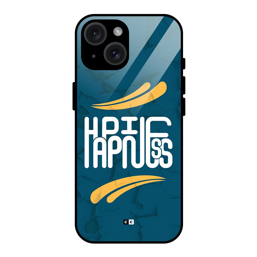 Happpiness Typography Glass Back Case for iPhone 15
