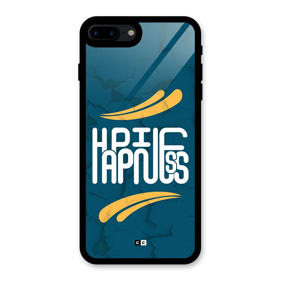 Happpiness Typography Glass Back Case for iPhone 7 Plus