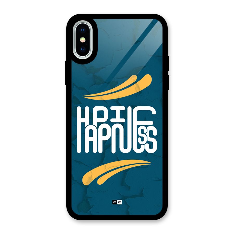 Happpiness Typography Glass Back Case for iPhone XS