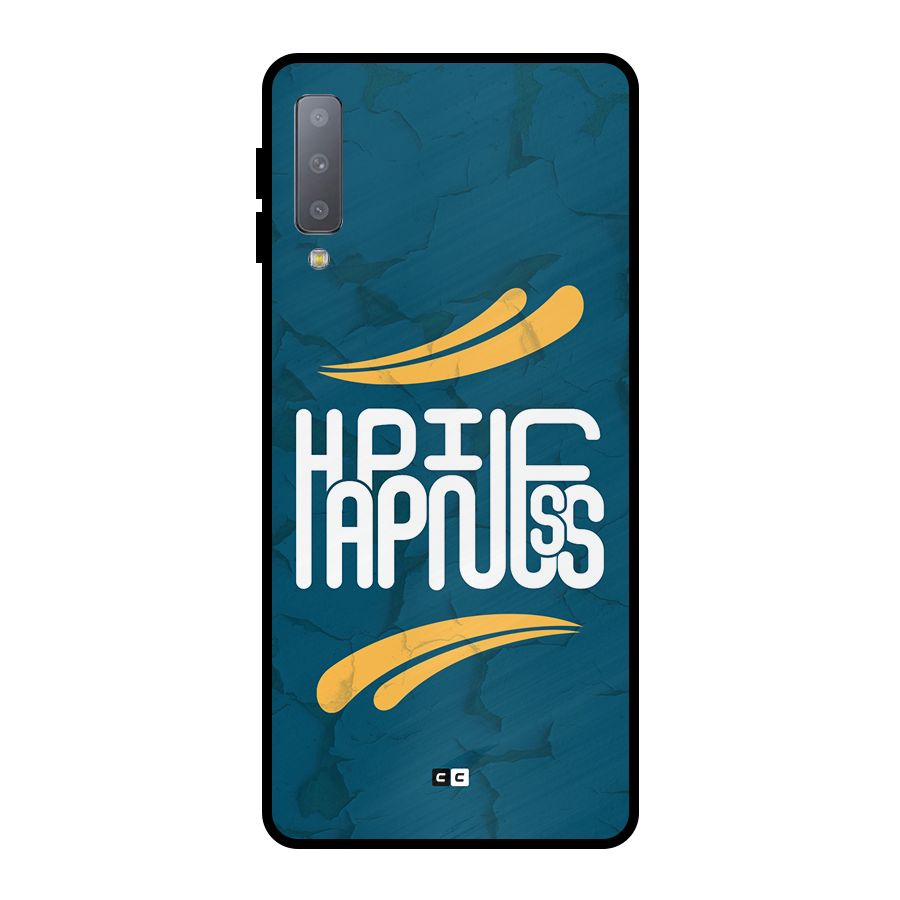 Happpiness Typography Metal Back Case for Galaxy A7 (2018)