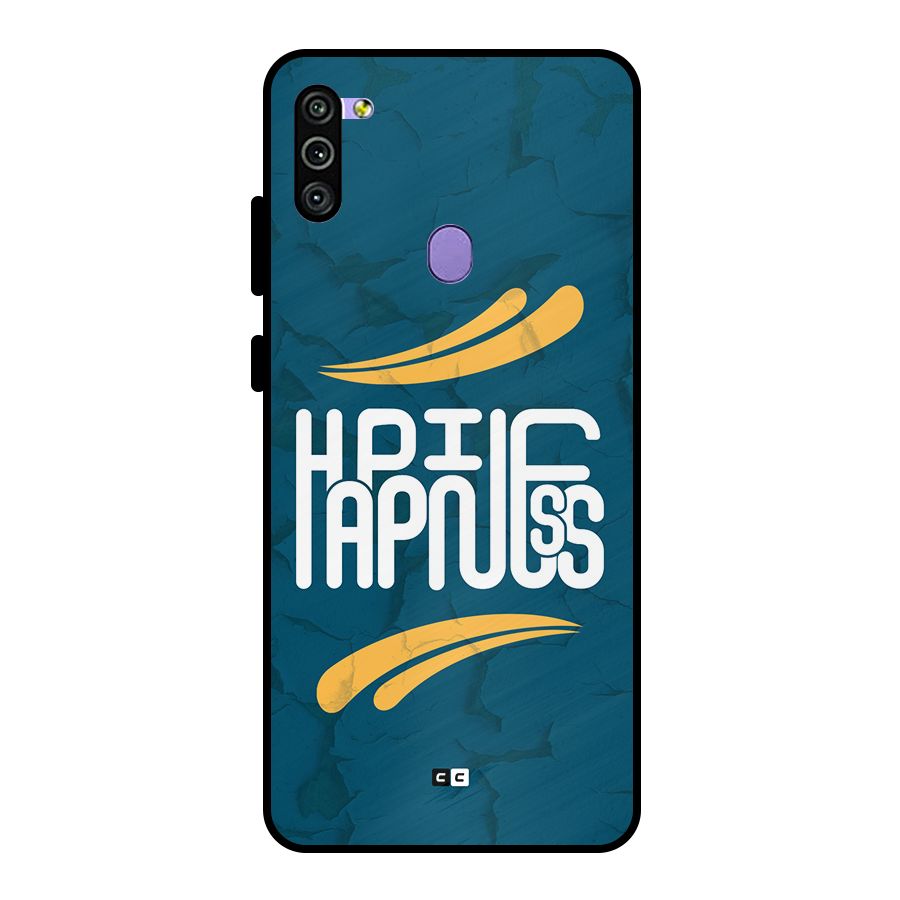 Happpiness Typography Metal Back Case for Galaxy M11