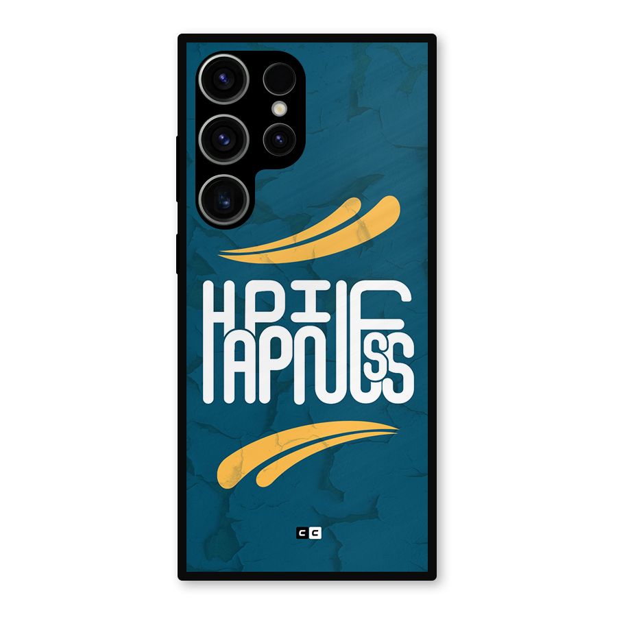 Happpiness Typography Metal Back Case for Galaxy S23 Ultra