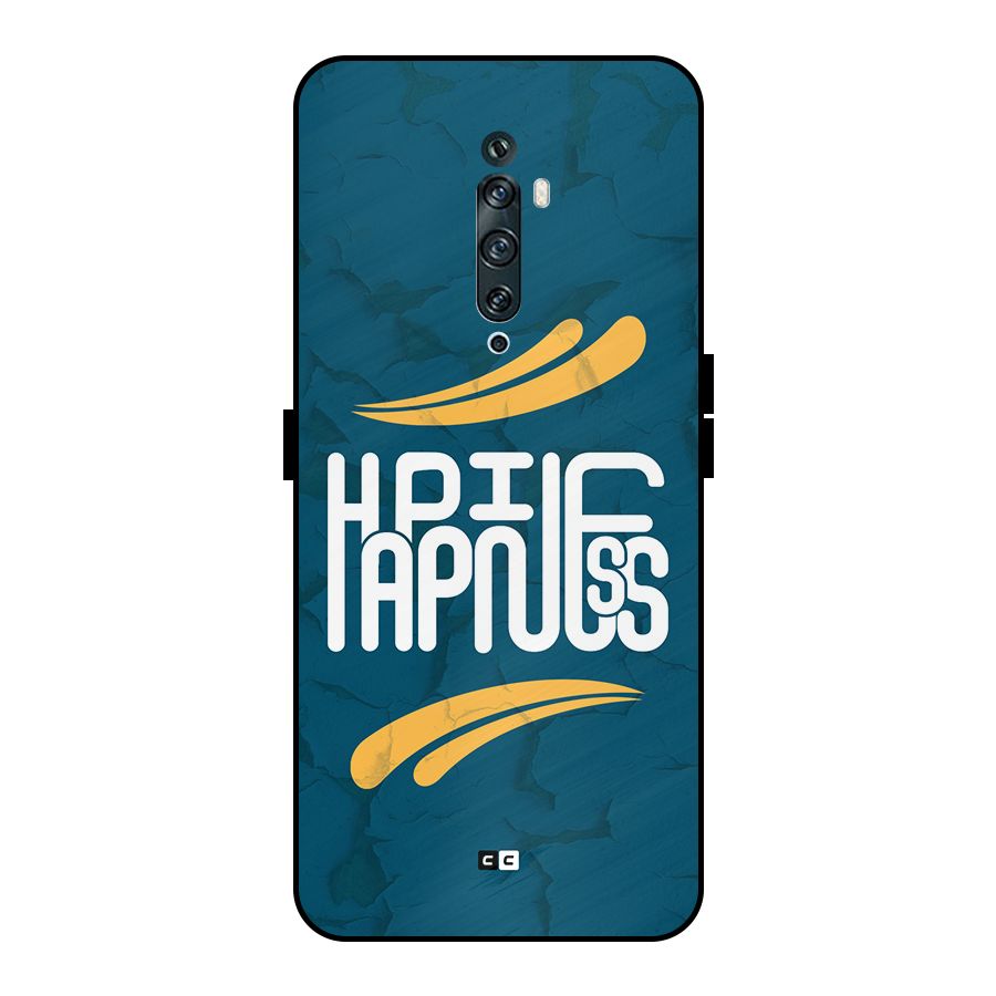 Happpiness Typography Metal Back Case for Oppo Reno2 F