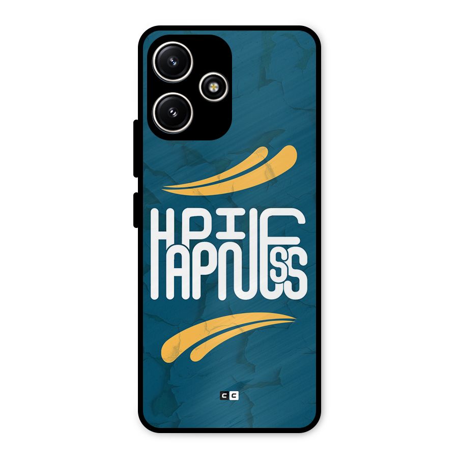 Happpiness Typography Metal Back Case for Poco M6 Pro