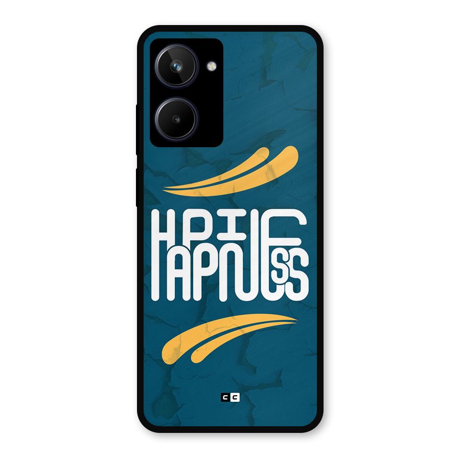 Happpiness Typography Metal Back Case for Realme 10