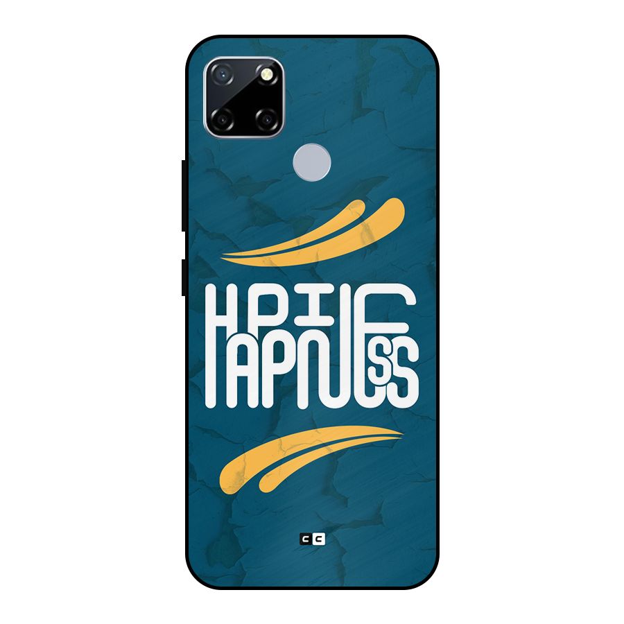 Happpiness Typography Metal Back Case for Realme Narzo 20