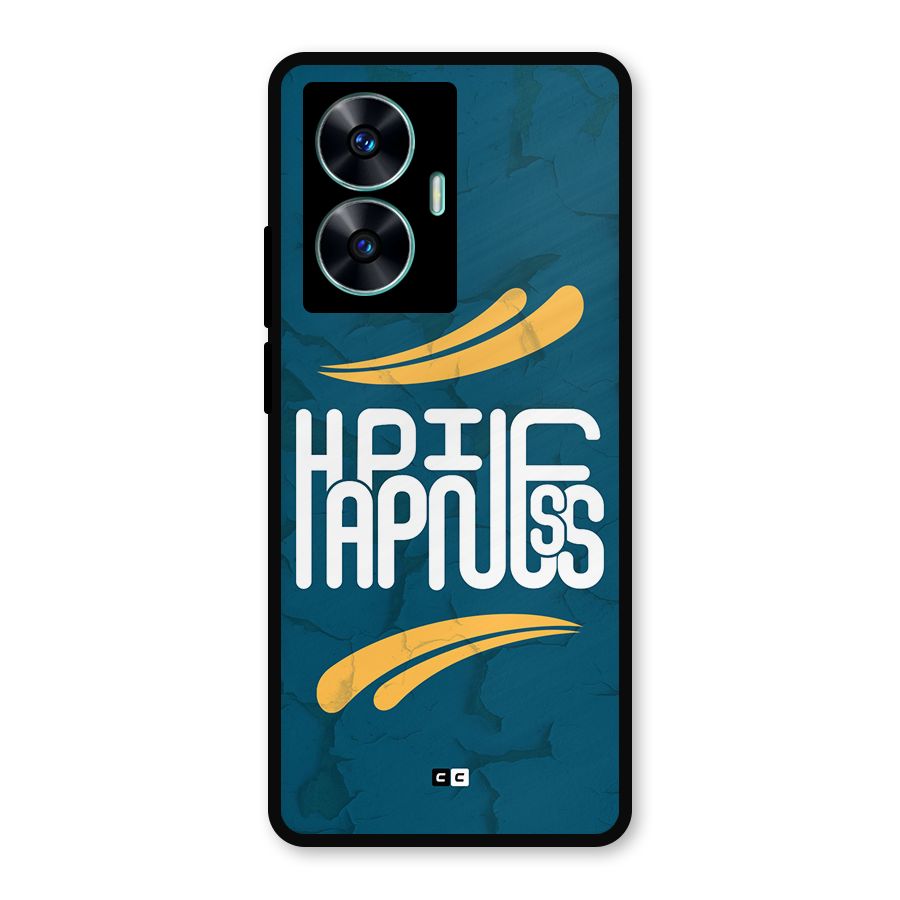 Happpiness Typography Metal Back Case for Realme Narzo N55