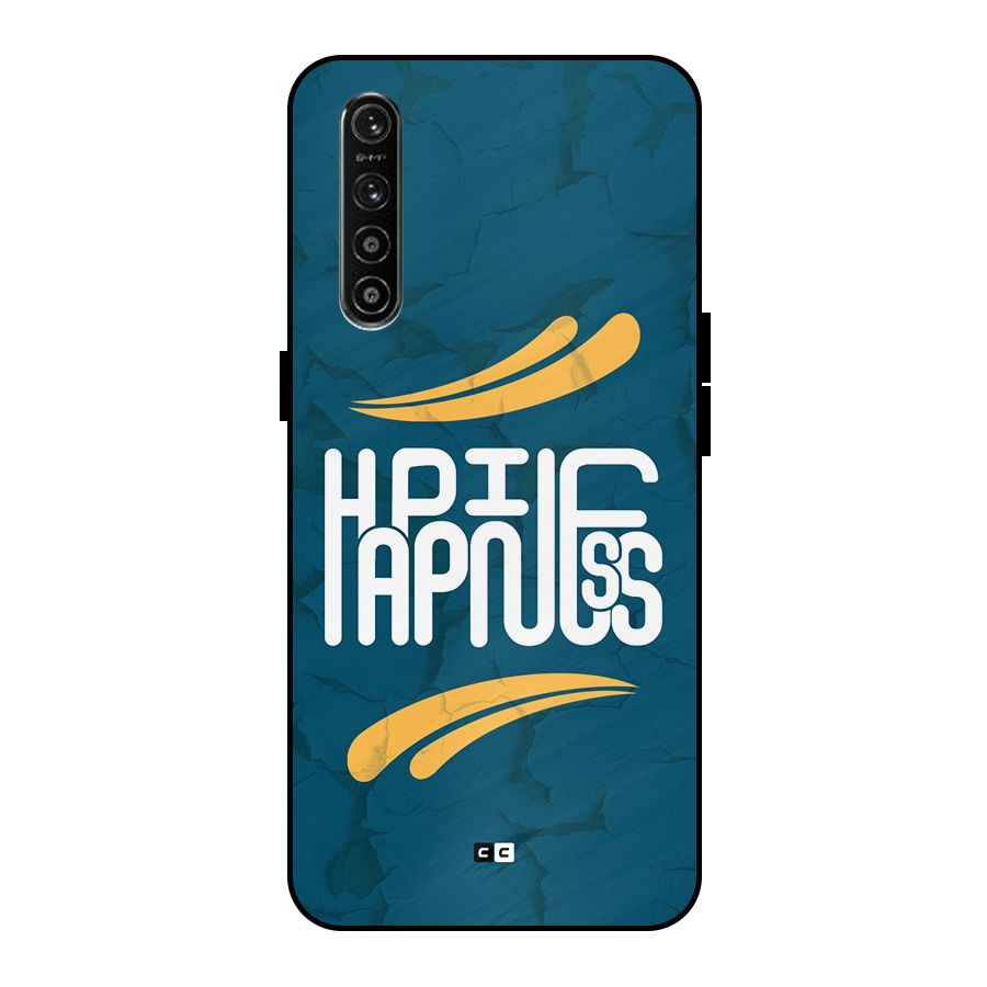 Happpiness Typography Metal Back Case for Realme XT