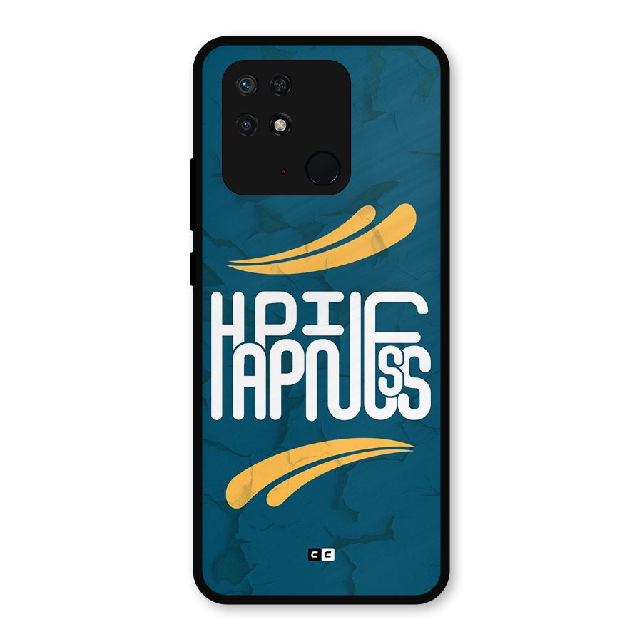 Happpiness Typography Metal Back Case for Redmi 10 Power