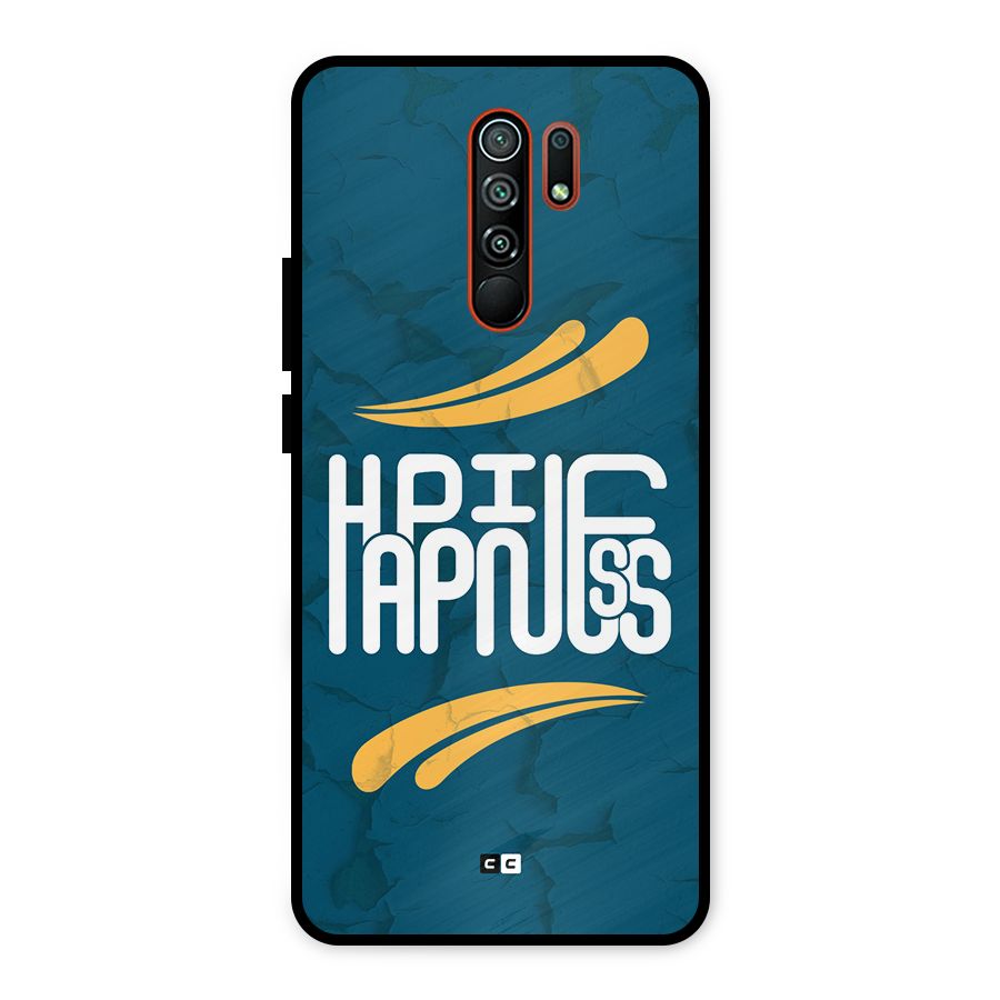 Happpiness Typography Metal Back Case for Redmi 9 Prime