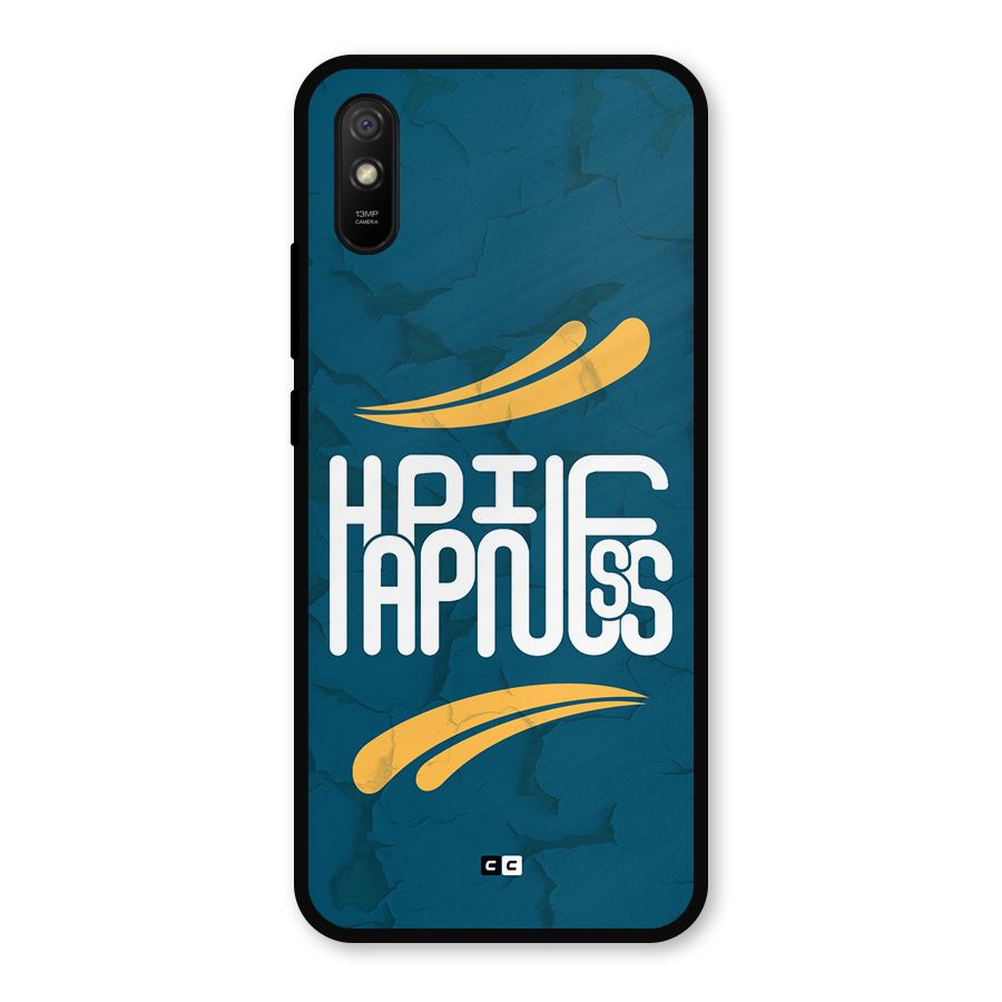 Happpiness Typography Metal Back Case for Redmi 9a