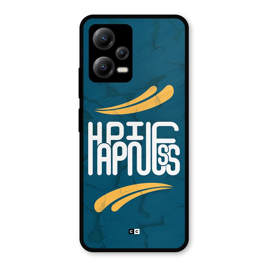 Happpiness Typography Metal Back Case for Redmi Note 12 5G