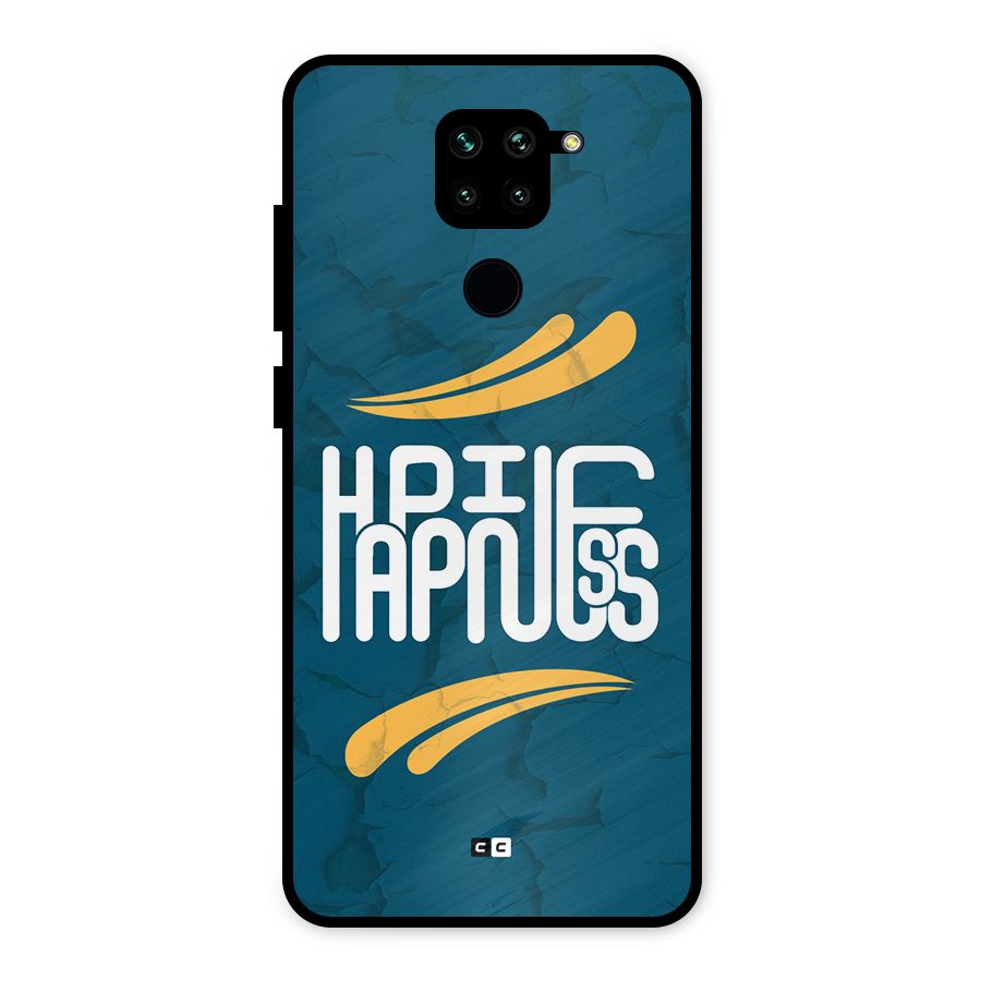 Happpiness Typography Metal Back Case for Redmi Note 9