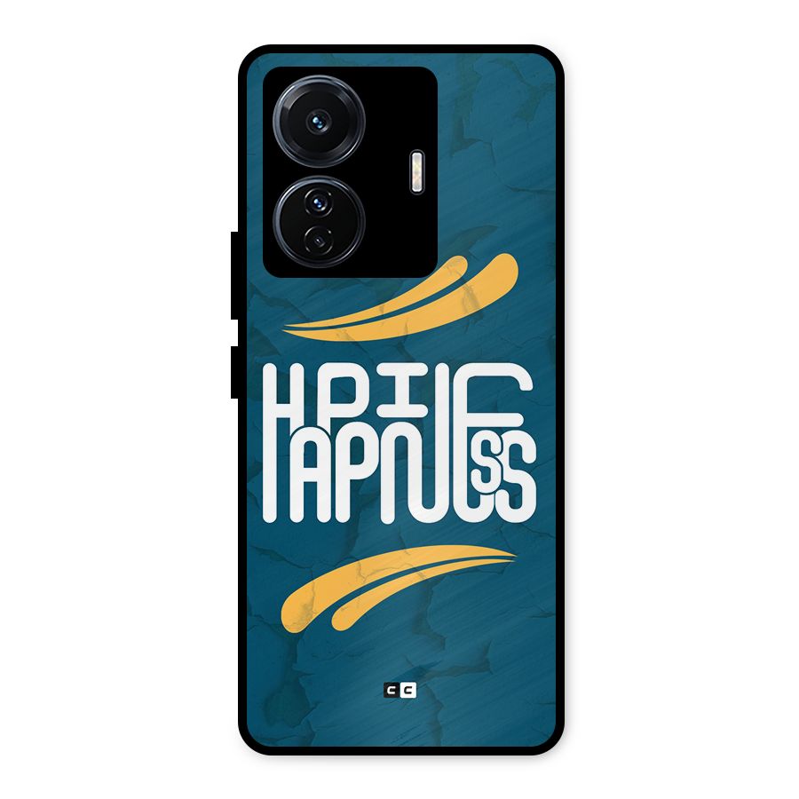 Happpiness Typography Metal Back Case for Vivo T1 Pro
