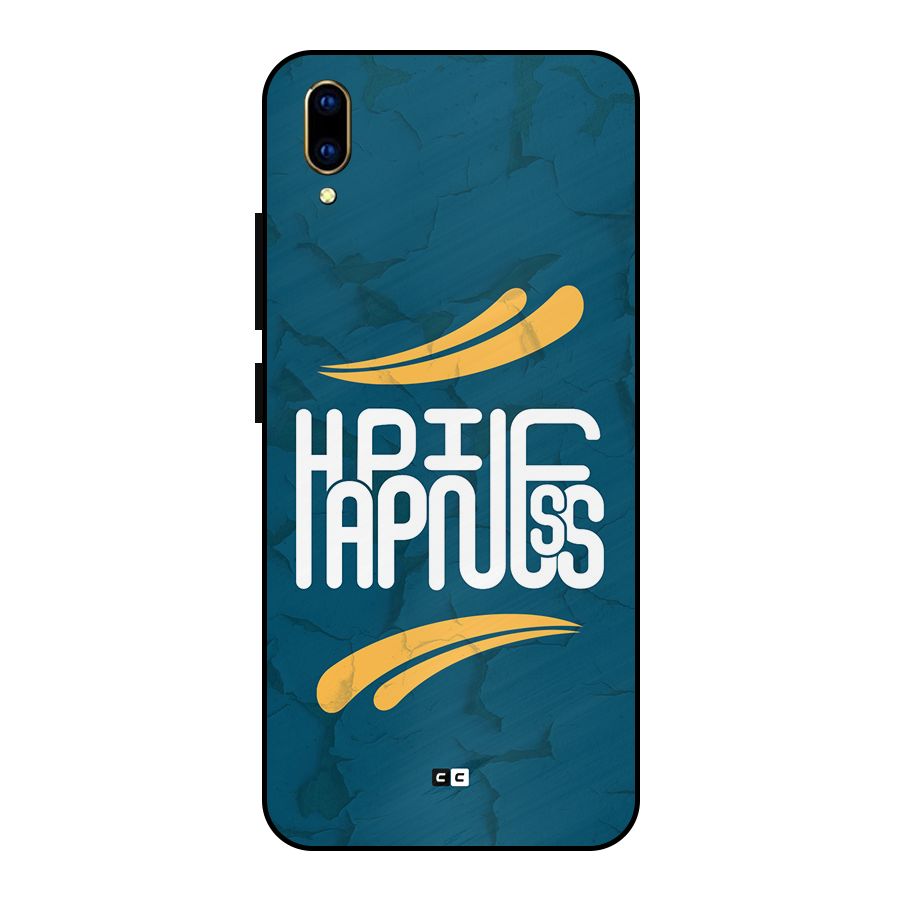 Happpiness Typography Metal Back Case for Vivo V11 Pro