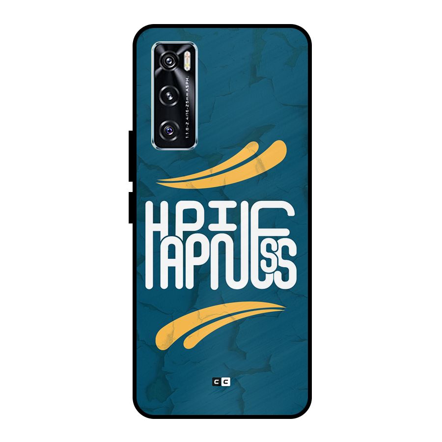 Happpiness Typography Metal Back Case for Vivo V20 SE