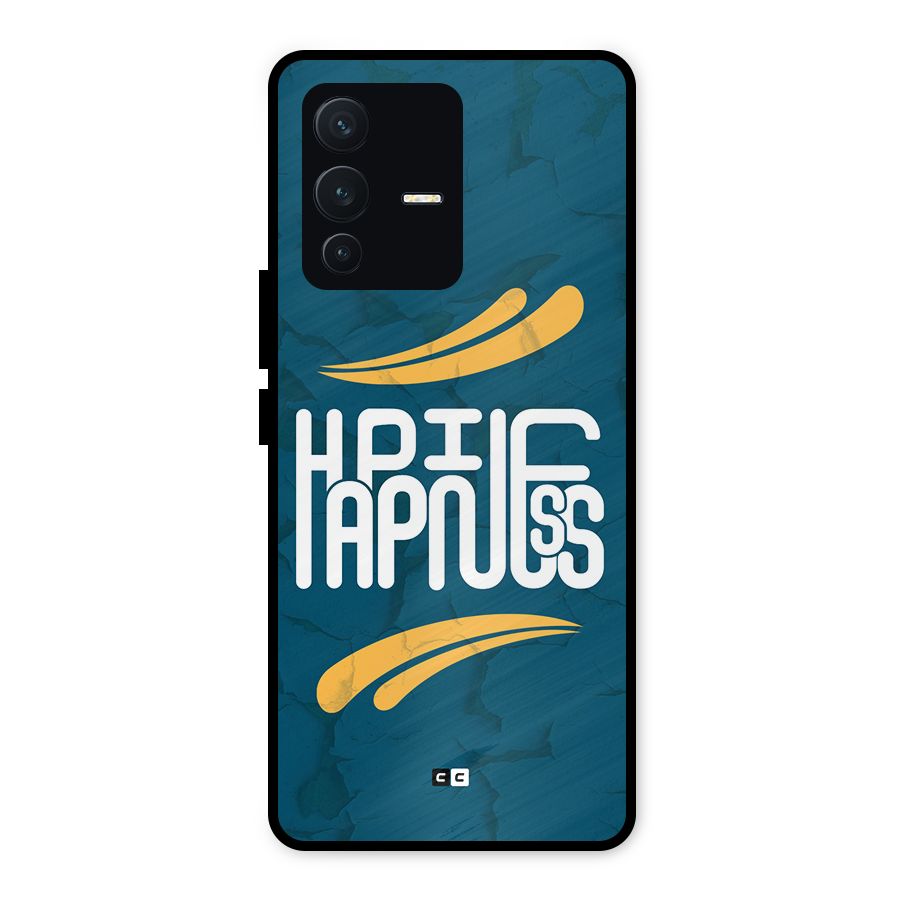 Happpiness Typography Metal Back Case for Vivo V23 5G