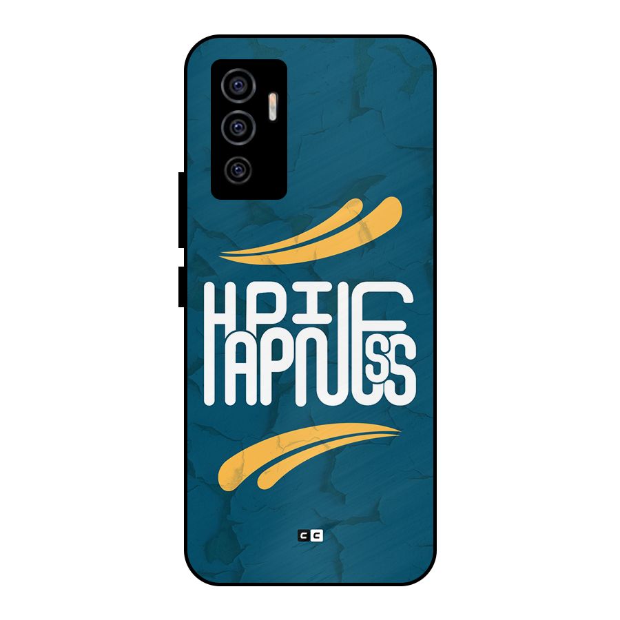 Happpiness Typography Metal Back Case for Vivo V23e