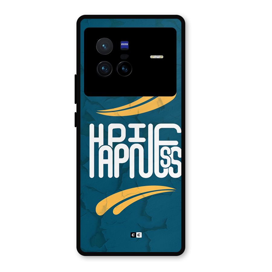 Happpiness Typography Metal Back Case for Vivo X80