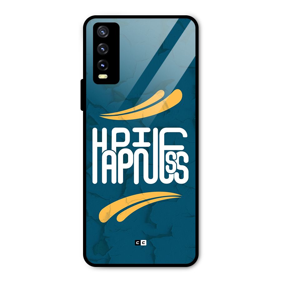 Happpiness Typography Metal Back Case for Vivo Y20g