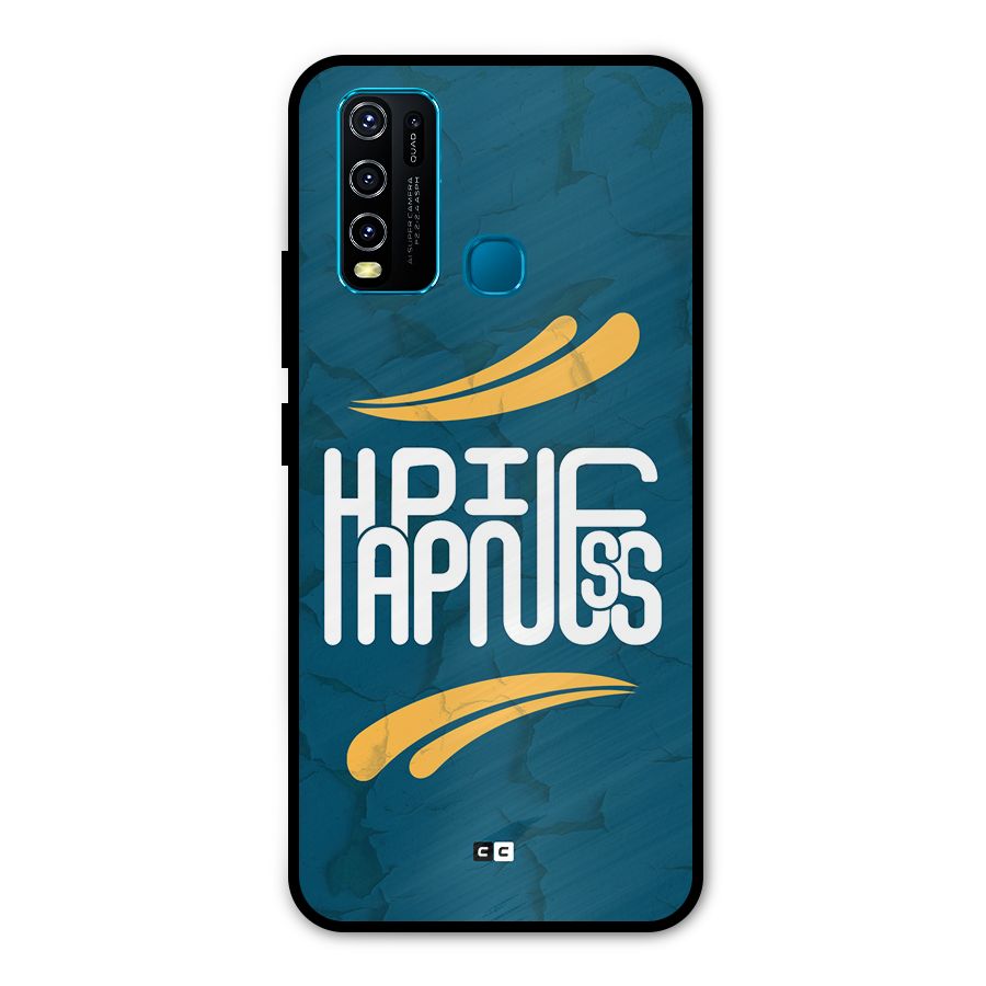 Happpiness Typography Metal Back Case for Vivo Y30