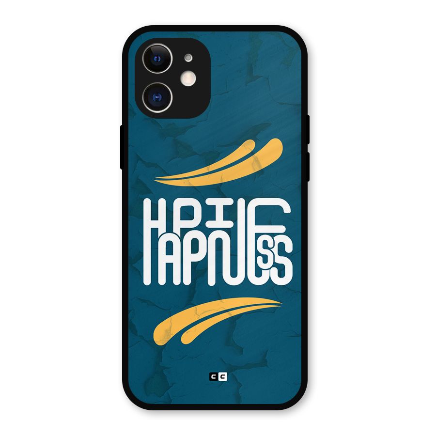Happpiness Typography Metal Back Case for iPhone 12