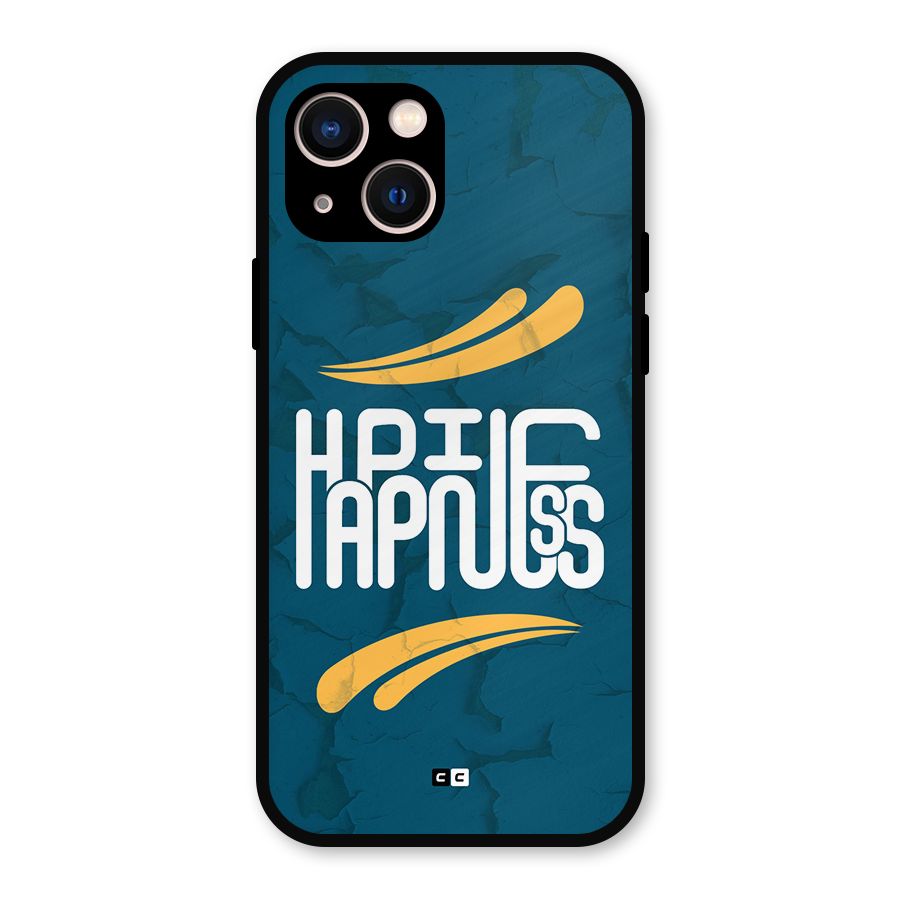 Happpiness Typography Metal Back Case for iPhone 13