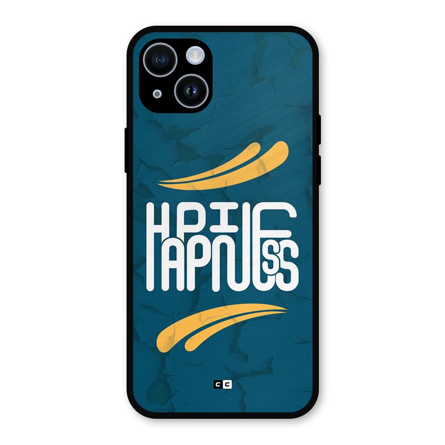 Happpiness Typography Metal Back Case for iPhone 14