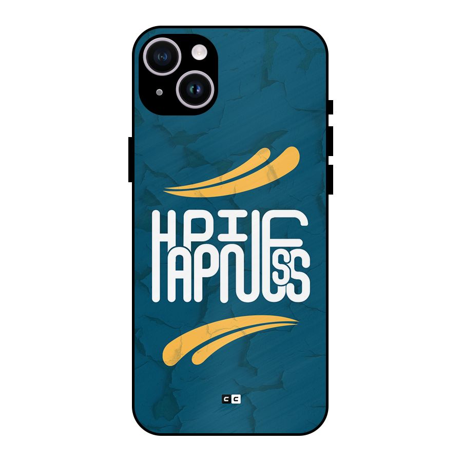Happpiness Typography Metal Back Case for iPhone 14 Plus