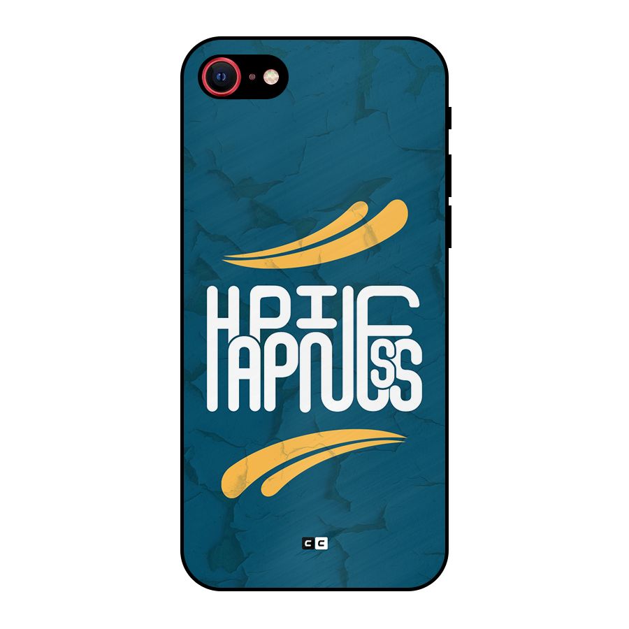 Happpiness Typography Metal Back Case for iPhone SE 2020