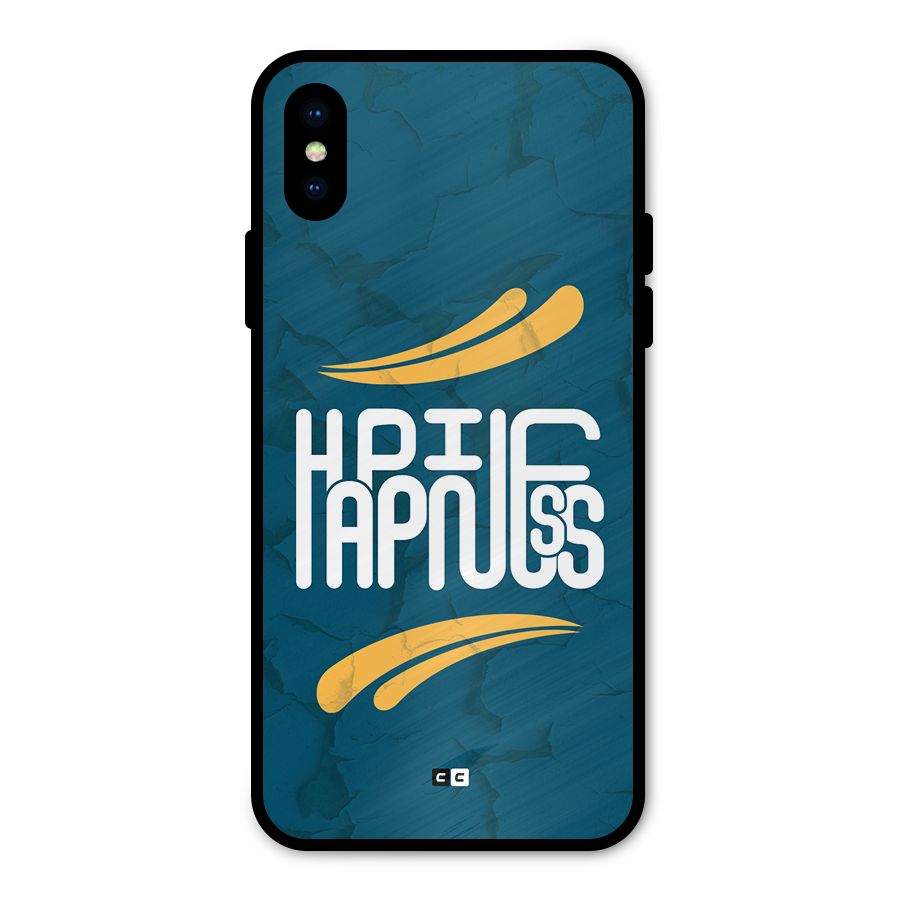 Happpiness Typography Metal Back Case for iPhone XS
