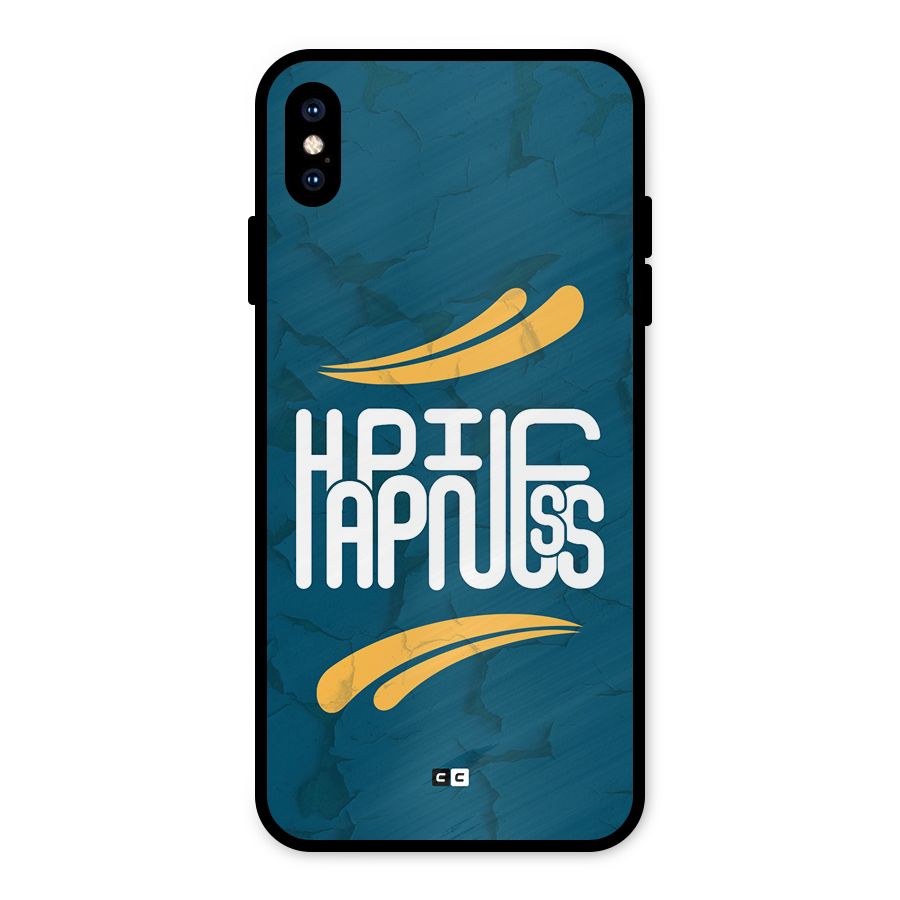 Happpiness Typography Metal Back Case for iPhone XS Max