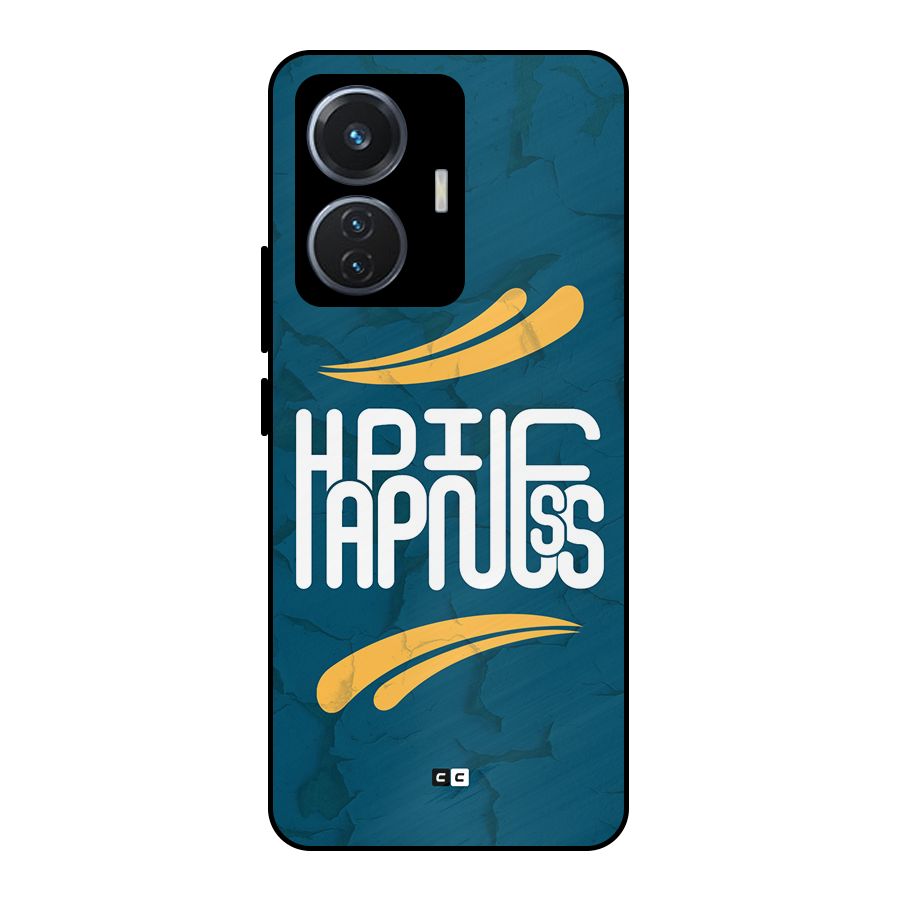 Happpiness Typography Metal Back Case for iQOO Z6 44W
