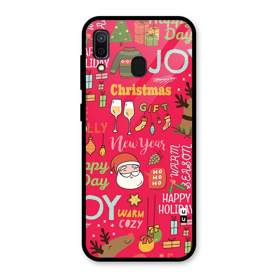 Happy Day Christmas Joy Glass Back Case for Galaxy A30