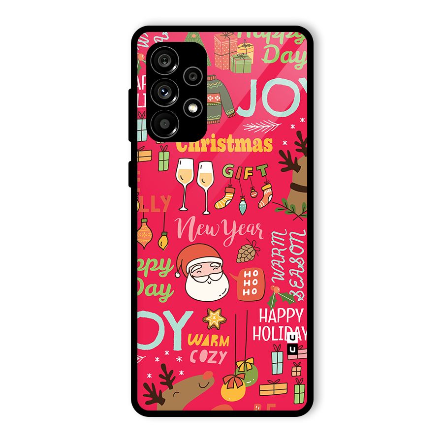 Happy Day Christmas Joy Glass Back Case for Galaxy A73 5G