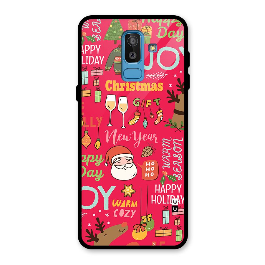 Happy Day Christmas Joy Glass Back Case for Galaxy J8