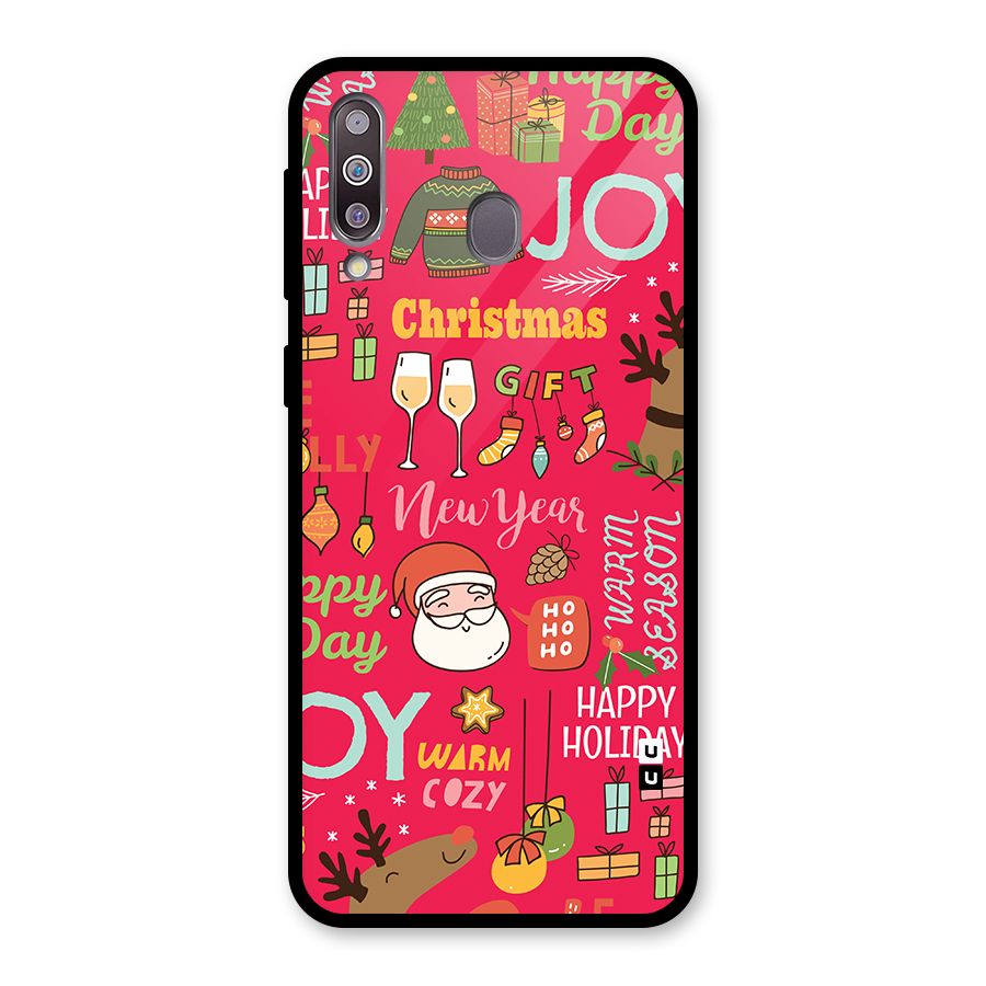 Happy Day Christmas Joy Glass Back Case for Galaxy M30