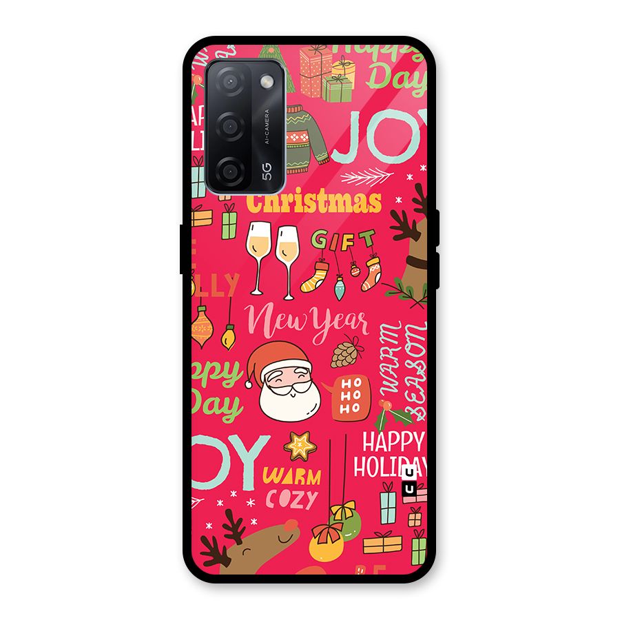 Happy Day Christmas Joy Glass Back Case for Oppo A53s 5G