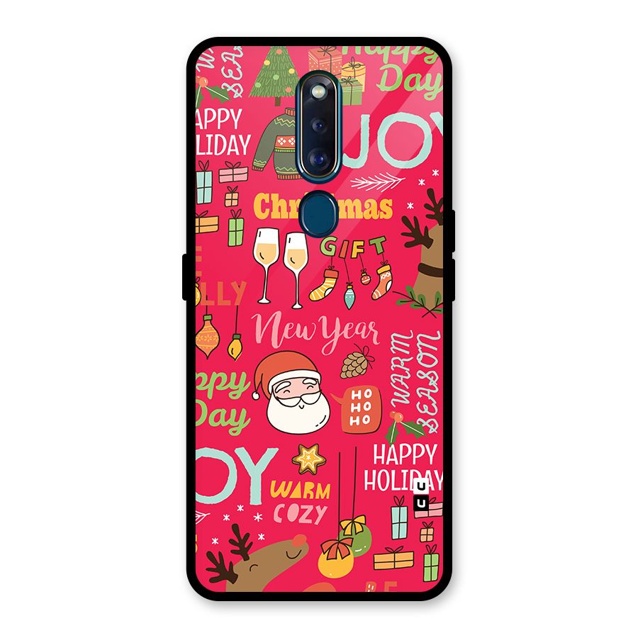 Happy Day Christmas Joy Glass Back Case for Oppo F11 Pro