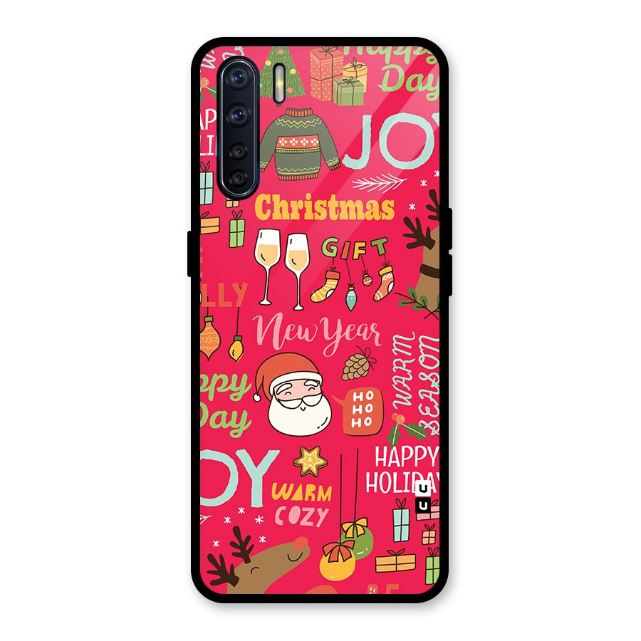 Happy Day Christmas Joy Glass Back Case for Oppo F15