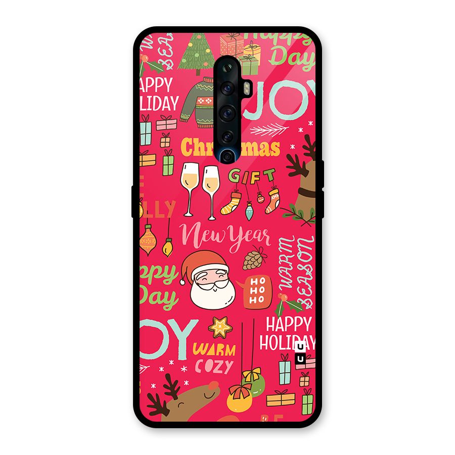 Happy Day Christmas Joy Glass Back Case for Oppo Reno2 Z