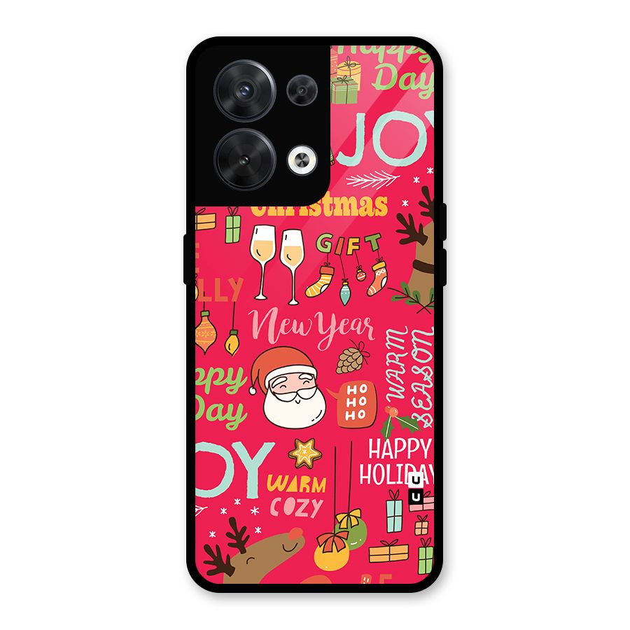 Happy Day Christmas Joy Glass Back Case for Oppo Reno8 5G