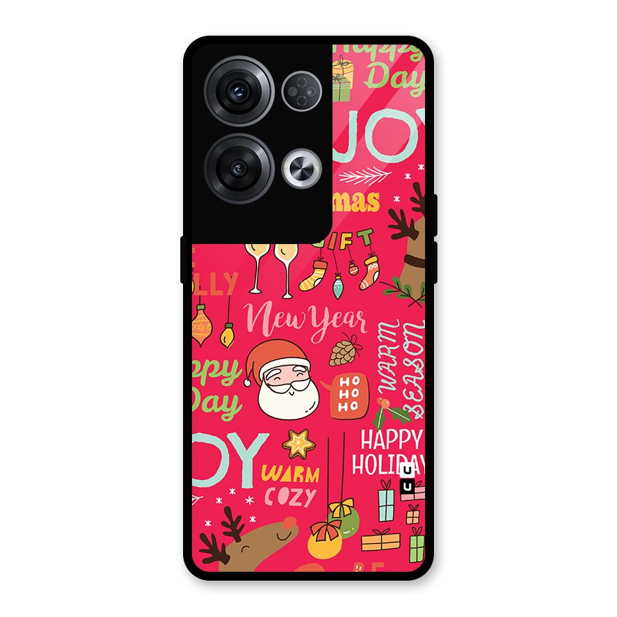 Happy Day Christmas Joy Glass Back Case for Oppo Reno8 Pro 5G