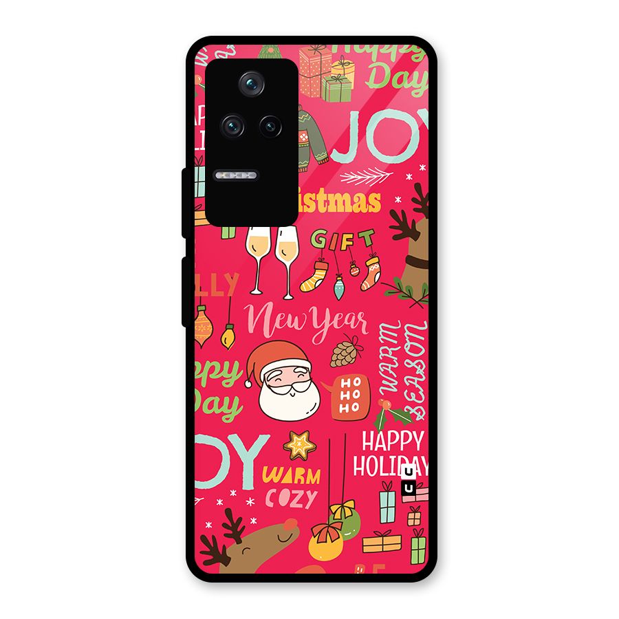 Happy Day Christmas Joy Glass Back Case for Poco F4 5G