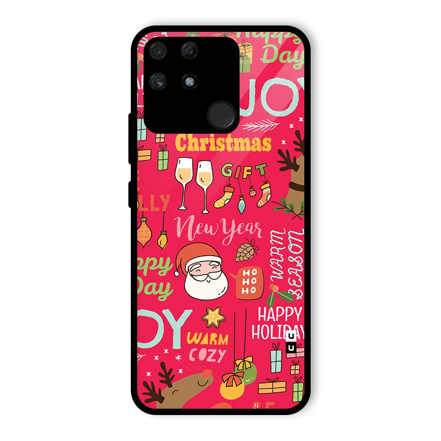 Happy Day Christmas Joy Glass Back Case for Realme Narzo 50A