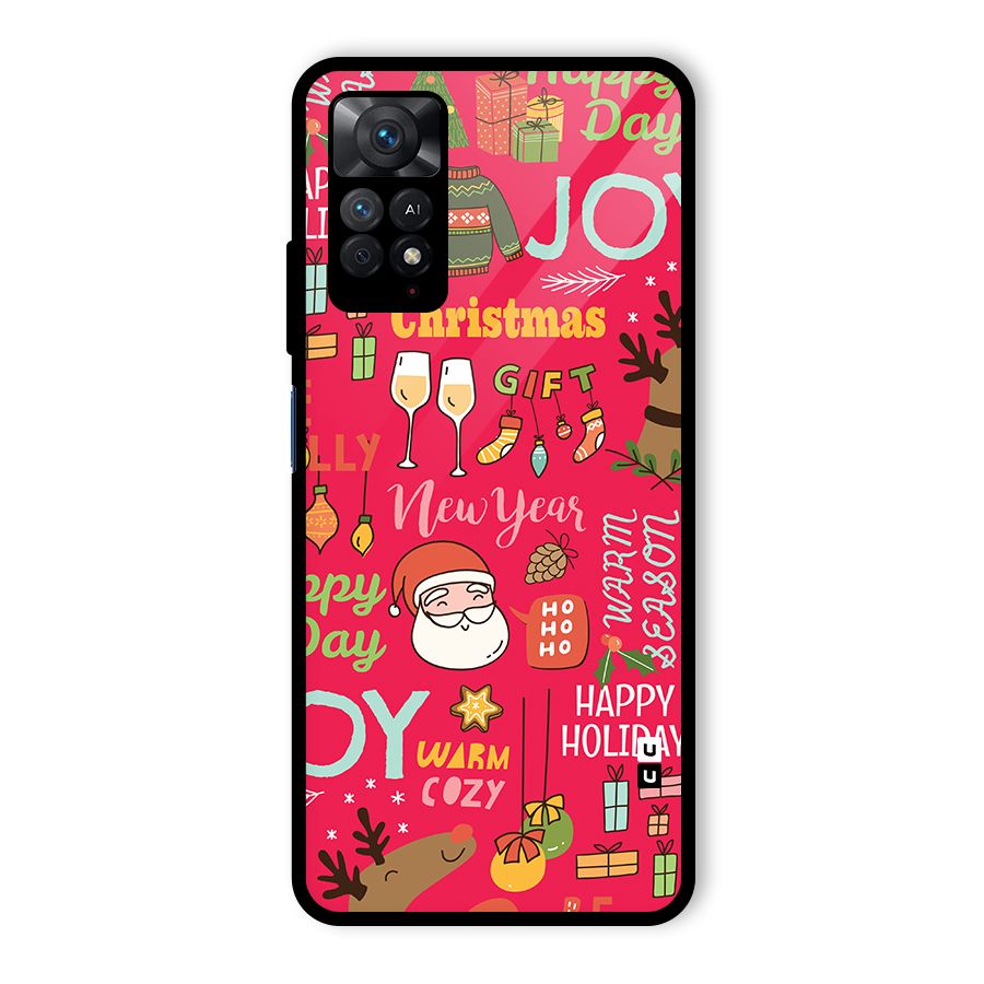 Happy Day Christmas Joy Glass Back Case for Redmi Note 11 Pro Plus 5G