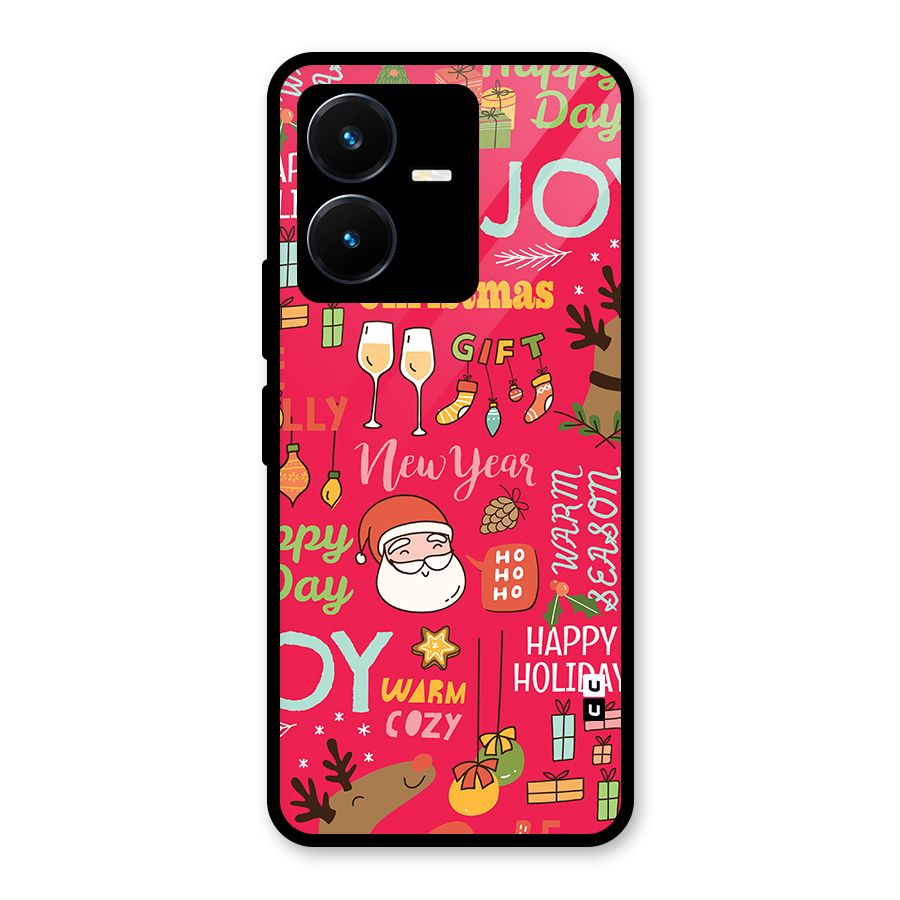 Happy Day Christmas Joy Glass Back Case for Vivo Y22